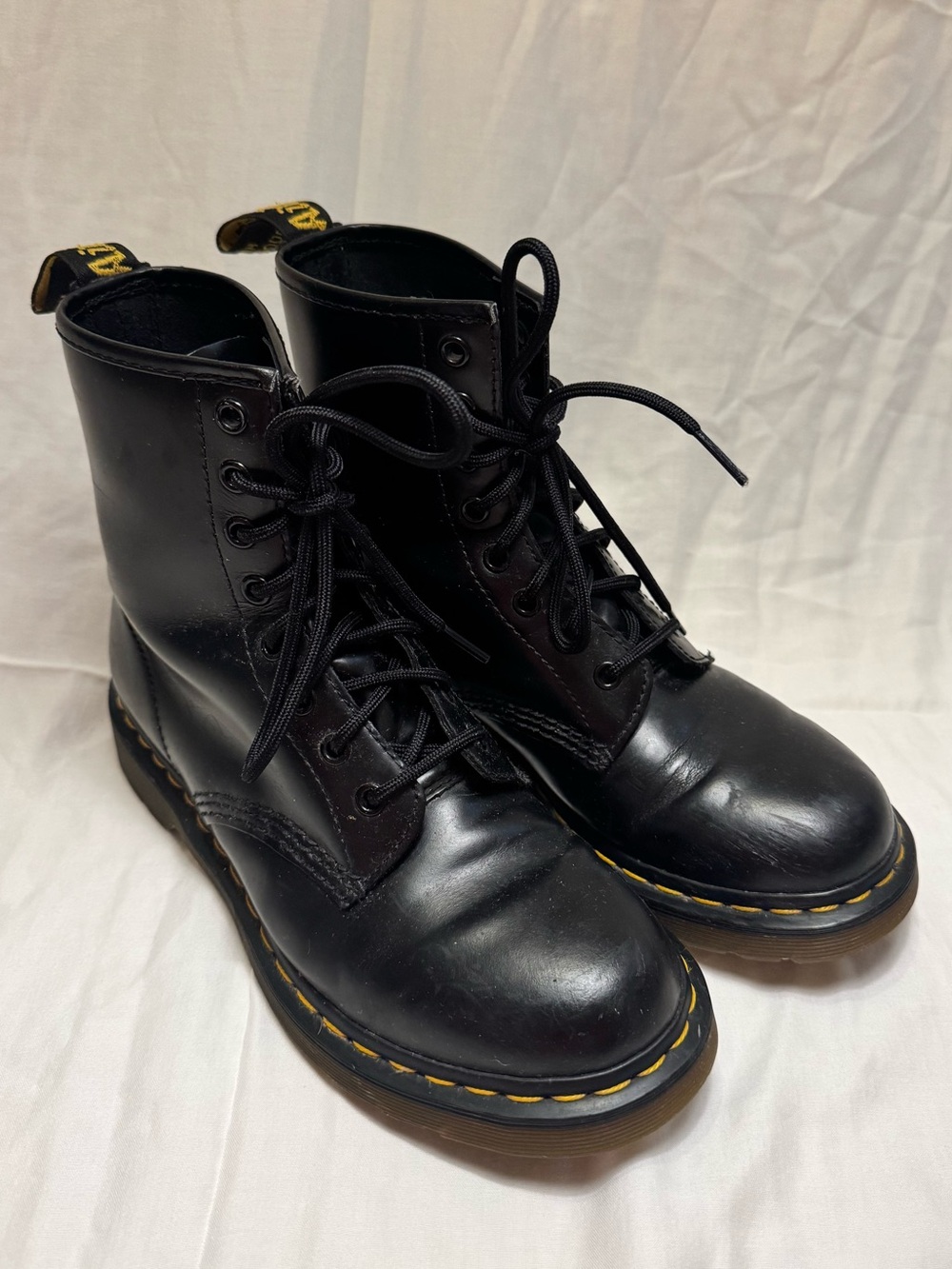 Dr. Martens Black Leather Boot with Tan Insole Women’s [Size 8]